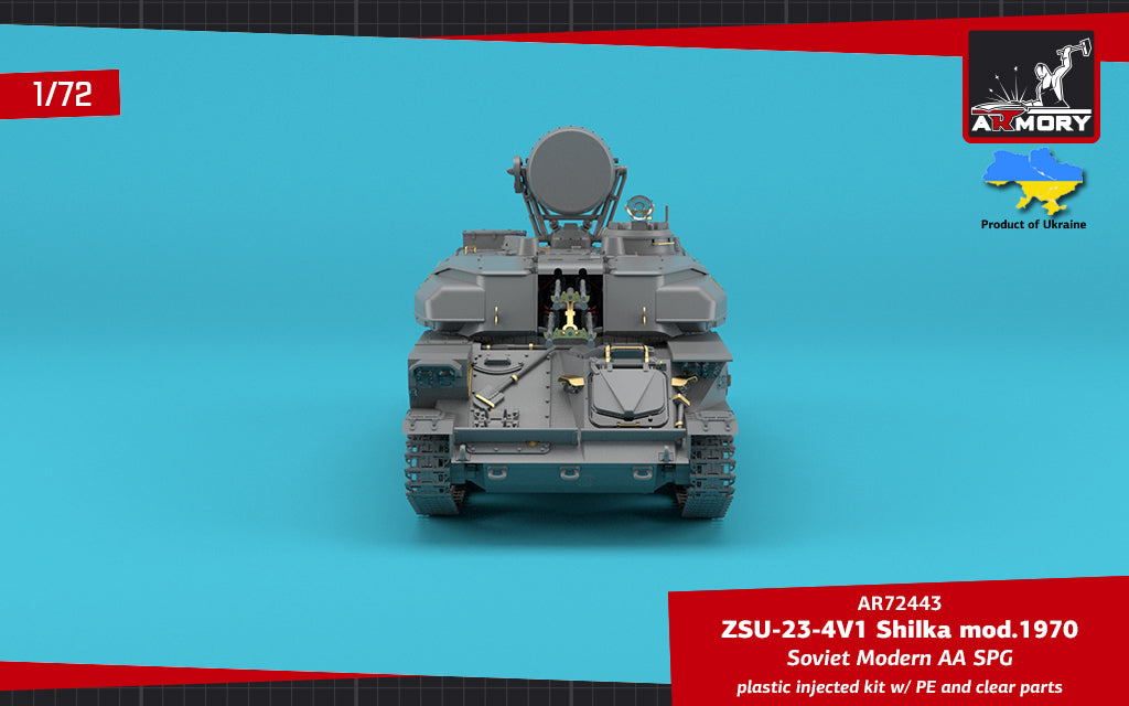 Armory 72443 1:72 ZSU-23-4V1 'Shilka' mod.1970, Soviet AA SPG plastic injected kit with PE parts