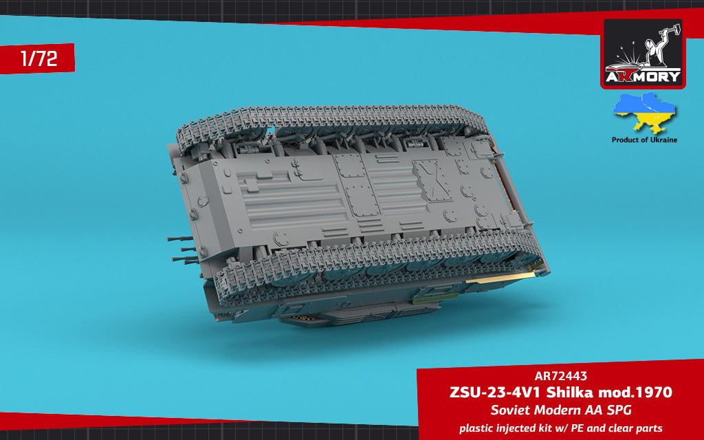 Armory 72443 1:72 ZSU-23-4V1 'Shilka' mod.1970, Soviet AA SPG plastic injected kit with PE parts