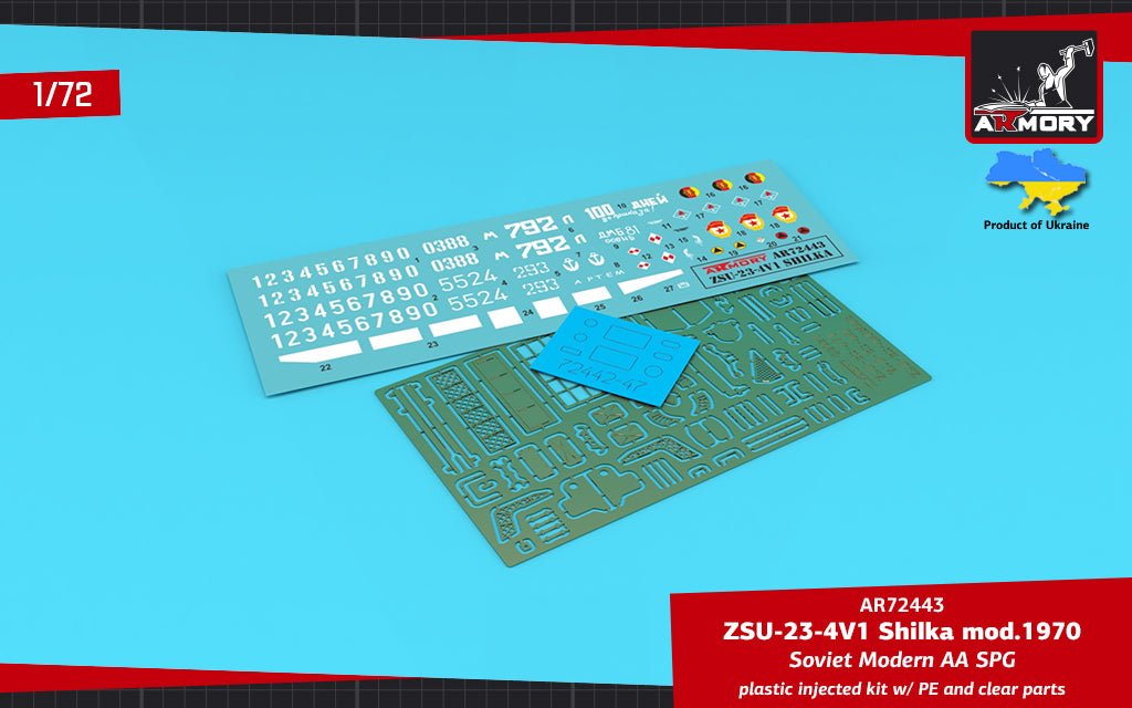 Armory 72443 1:72 ZSU-23-4V1 'Shilka' mod.1970, Soviet AA SPG plastic injected kit with PE parts