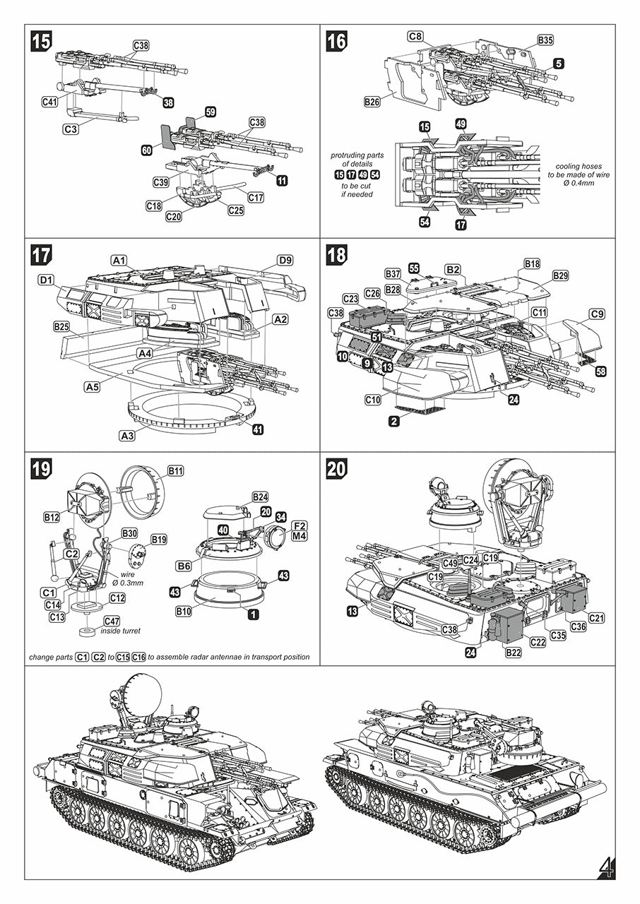 Armory 72443 1:72 ZSU-23-4V1 'Shilka' mod.1970, Soviet AA SPG plastic injected kit with PE parts