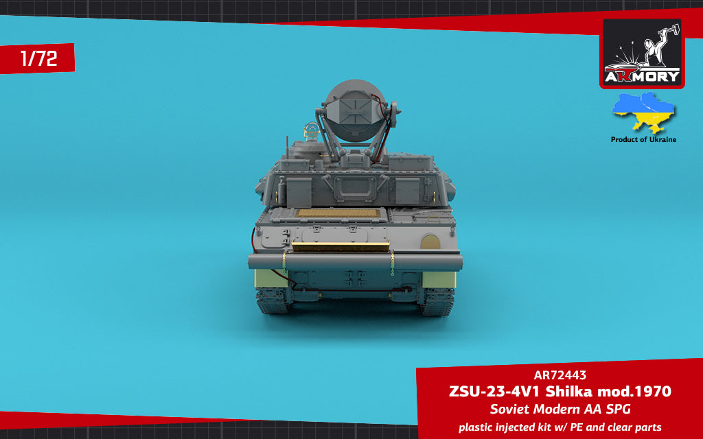 Armory 72443 1:72 ZSU-23-4V1 'Shilka' mod.1970, Soviet AA SPG plastic injected kit with PE parts