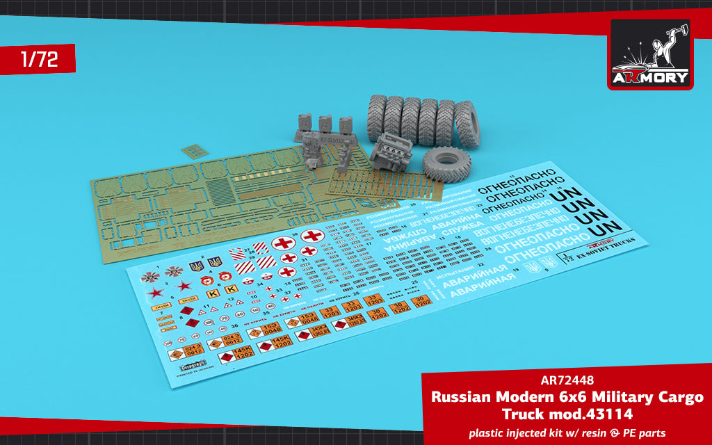 Armory 72448 1:72 Modern Soviet 6x6 Military Cargo plastic injected kit with resin & PE parts