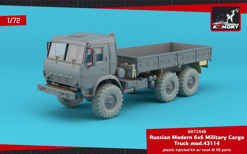 Armory 72448 1:72 Modern Soviet 6x6 Military Cargo plastic injected kit with resin & PE parts
