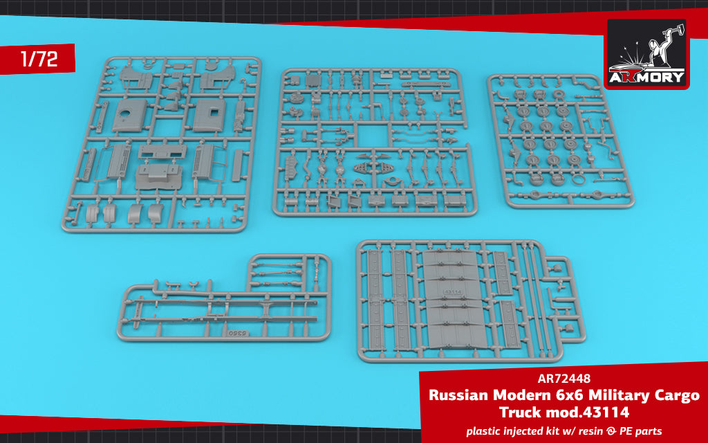 Armory 72448 1:72 Modern Soviet 6x6 Military Cargo plastic injected kit with resin & PE parts