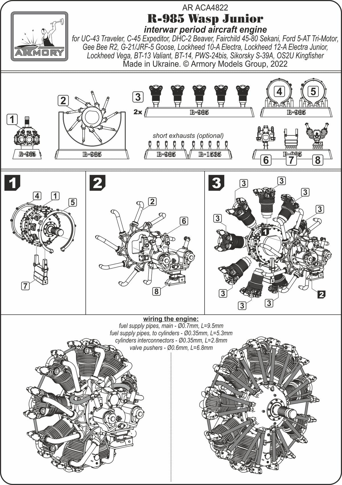 Armory ACA4822 1:48 R-985 Wasp Junior aircraft engine