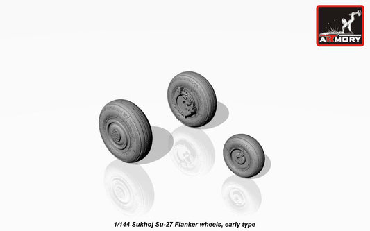 Armory AW14005 1:144 Sukhoi Su-27 Flanker wheels, early type hubs