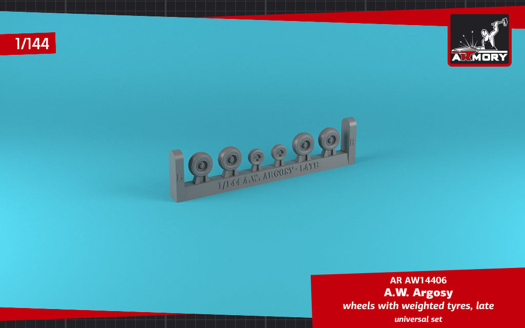 Armory AW14406 1:144 Armstrong-Whitworth Argosy wheels with weighted tyres, late version (