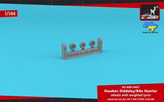 Armory AW14407 1:144 BAe Harrier GR.7GR.1/GR.3/FRS.1/McDonnell-Douglas AV-8A wheels with weighted tyres