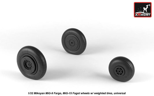 Armory AW32013 1:32 Mikoyan MiG-9 Fargo / MiG-15 Fagot (early) wheels with weighted tyres