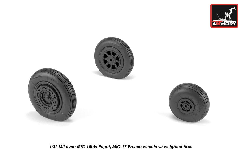 Armory AW32014 1:32 Mikoyan MiG-15bis Fagot (late) / MiG-17PF Fresco wheels with weighted tyres