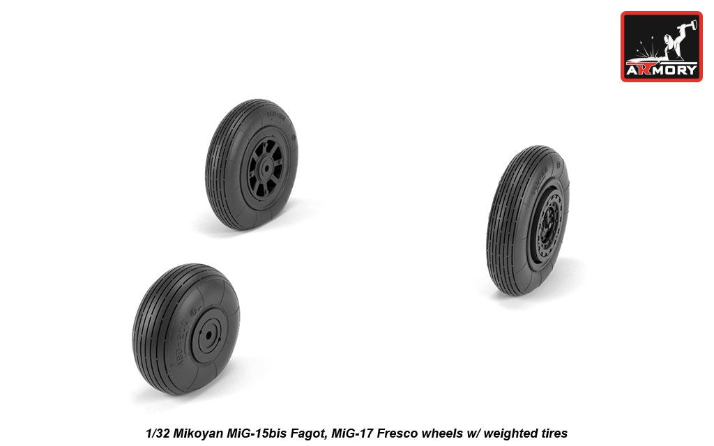 Armory AW32014 1:32 Mikoyan MiG-15bis Fagot (late) / MiG-17PF Fresco wheels with weighted tyres