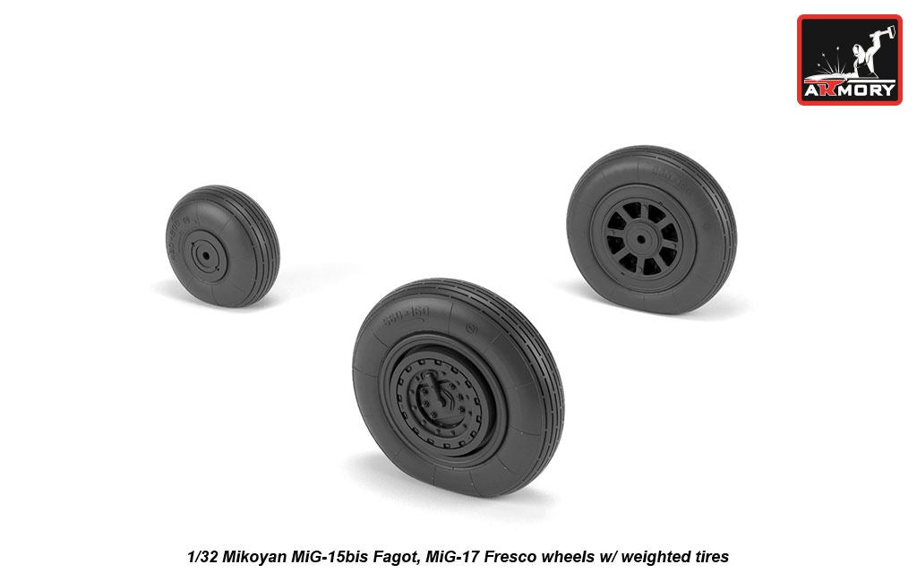 Armory AW32014 1:32 Mikoyan MiG-15bis Fagot (late) / MiG-17PF Fresco wheels with weighted tyres