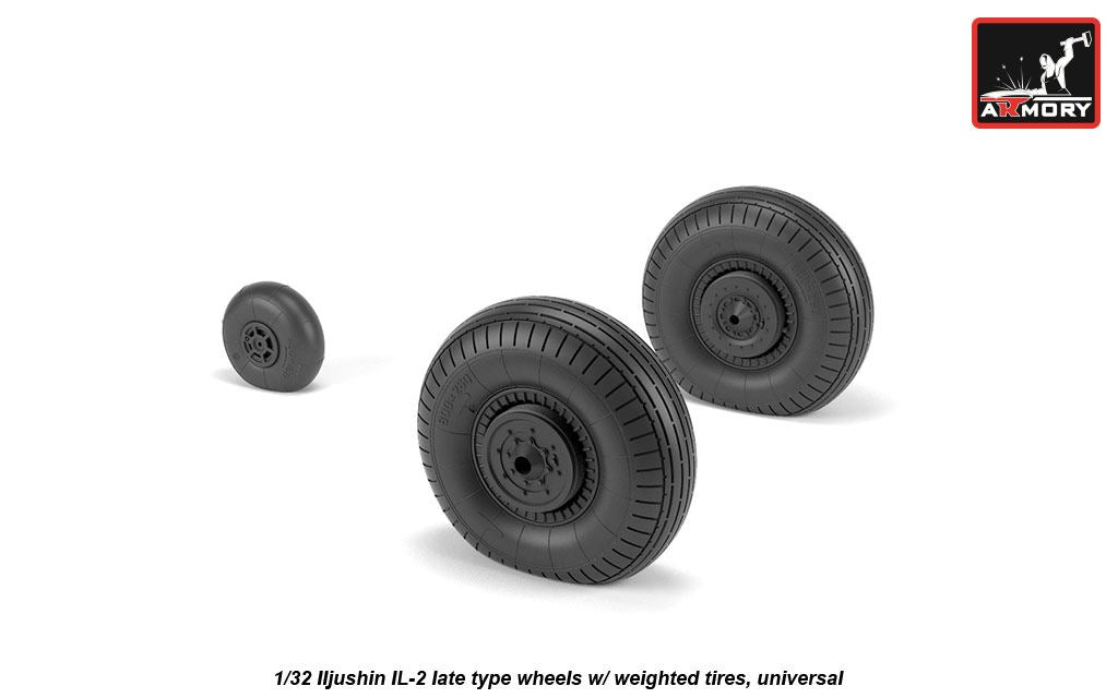 Armory AW32016 1:32 Ilyushin Il-2 'Bark' (early) wheels with weighted tyres