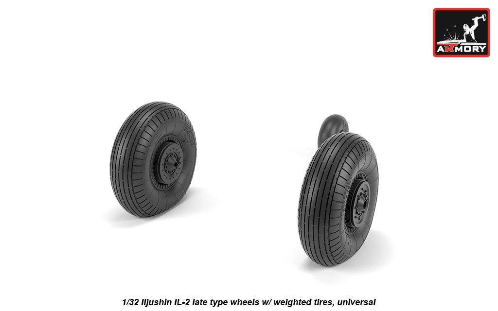 Armory AW32016 1:32 Ilyushin Il-2 'Bark' (early) wheels with weighted tyres