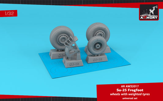 Armory AW32017 1:32 Sukhoi Su-25 Frogfoot wheels with weighted tyres & mudguard
