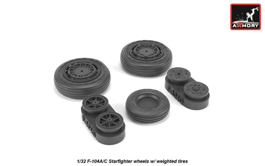 Armory AW32302 1:32 F-104A/C Starfighter early type wheels, with optional nose wheels, weighted