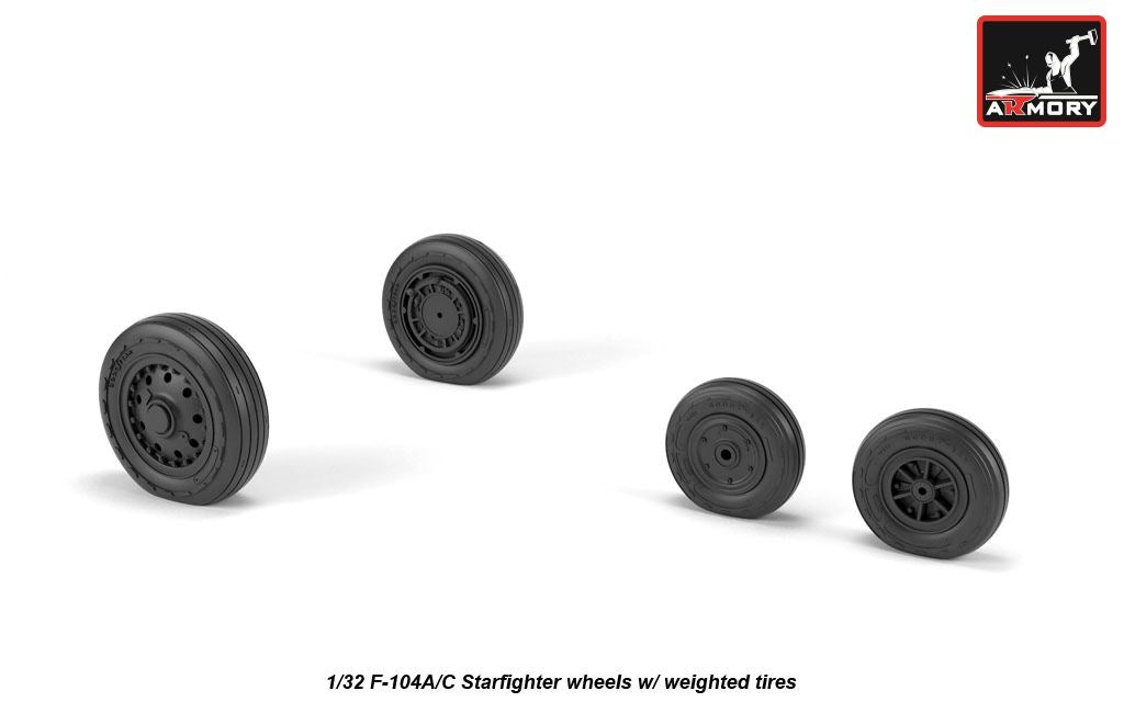 Armory AW32302 1:32 F-104A/C Starfighter early type wheels, with optional nose wheels, weighted