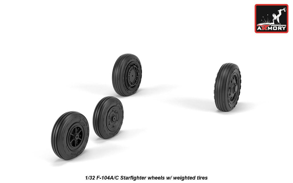 Armory AW32302 1:32 F-104A/C Starfighter early type wheels, with optional nose wheels, weighted