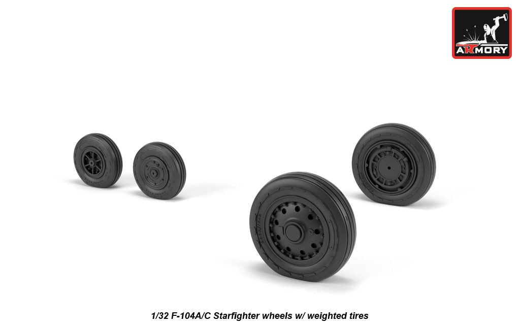 Armory AW32302 1:32 F-104A/C Starfighter early type wheels, with optional nose wheels, weighted