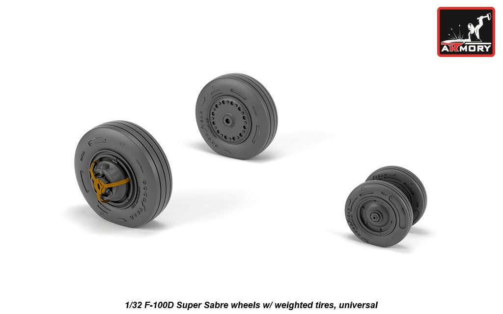 Armory AW32303 1:32 North-American F-100D Super Sabre wheels with weighted tyres