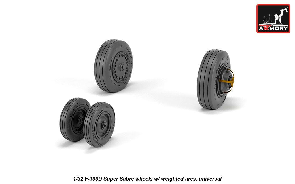 Armory AW32303 1:32 North-American F-100D Super Sabre wheels with weighted tyres