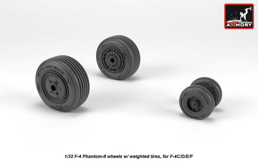 Armory AW32307 1:32 McDonnell F-4 Phantom II wheels with weighted tyres, mid production