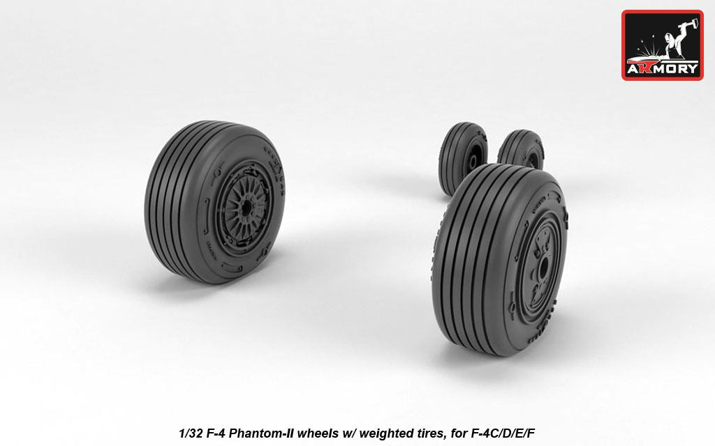 Armory AW32307 1:32 McDonnell F-4 Phantom II wheels with weighted tyres, mid production