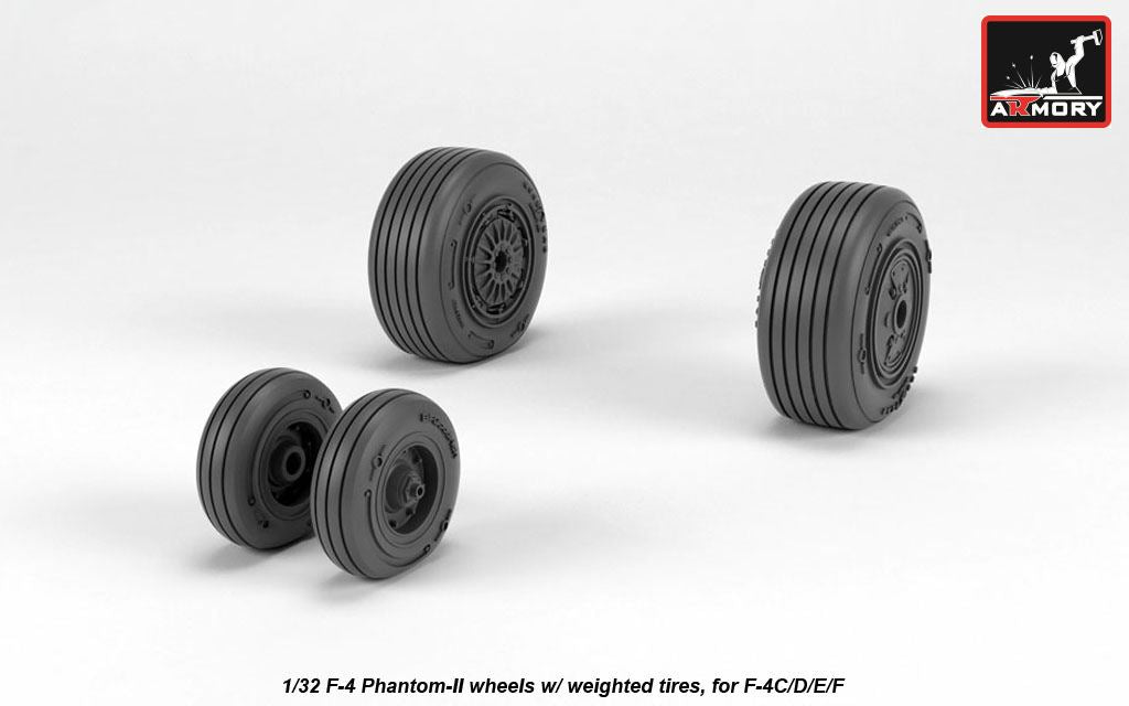 Armory AW32307 1:32 McDonnell F-4 Phantom II wheels with weighted tyres, mid production
