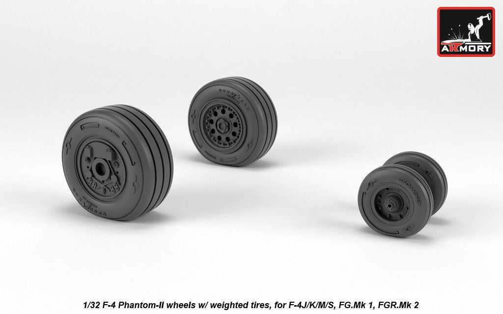 Armory AW32308 1:32 McDonnell F-4 Phantom-II wheels with weighted /tyres, late production