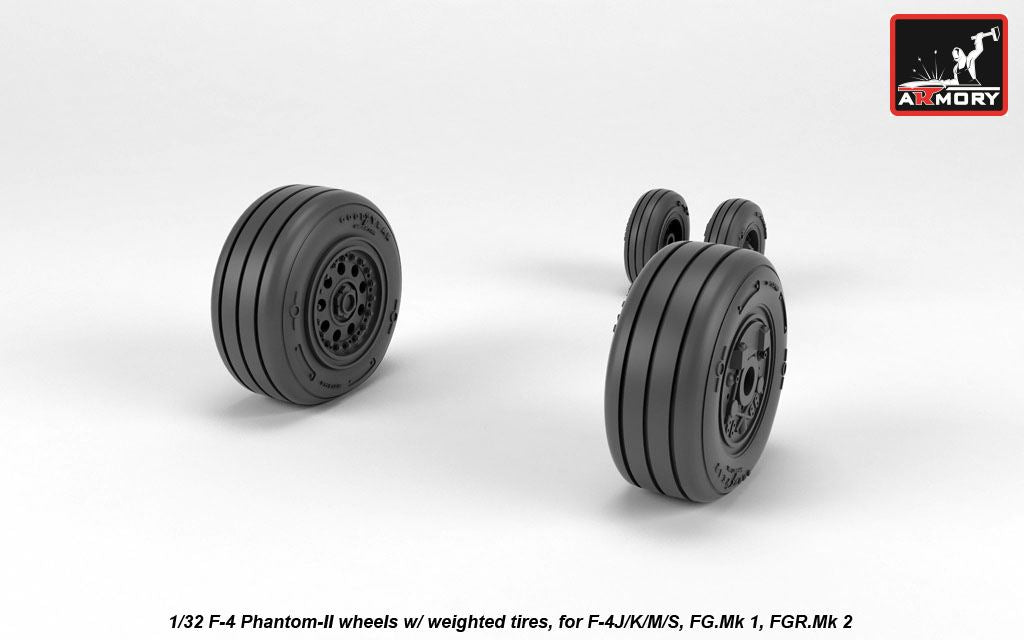 Armory AW32308 1:32 McDonnell F-4 Phantom-II wheels with weighted /tyres, late production