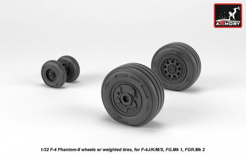 Armory AW32308 1:32 McDonnell F-4 Phantom-II wheels with weighted /tyres, late production