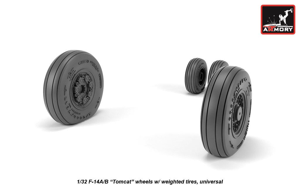 Armory AW32309 1:32 Grumman F-14A/F-14B Tomcat early type wheels with weighted tires/tyres