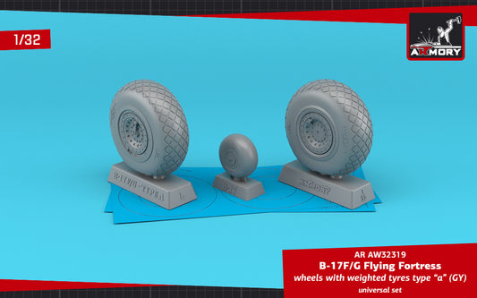 Armory AW32319 1:32 Boeing B-17G Flying Fortress wheels with weighted tyres type 'a' (GY)