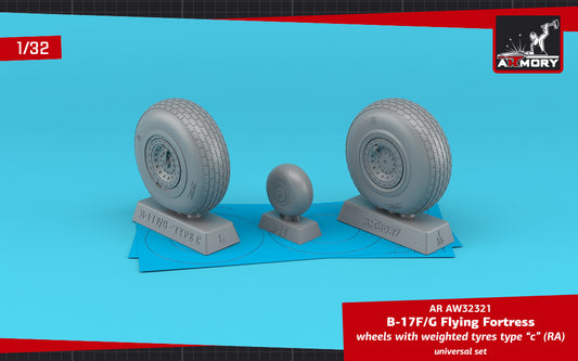Armory AW32321 1:32 Boeing B-17G Flying Fortress wheels with weighted tyres type 'c' (RA)