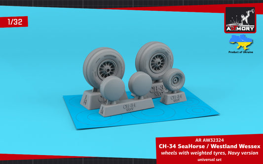 Armory AW32324 1:32 Sikorsky CH-34 Sea Horse (Navy version) / Westland Wessex wheels with weighted tyres