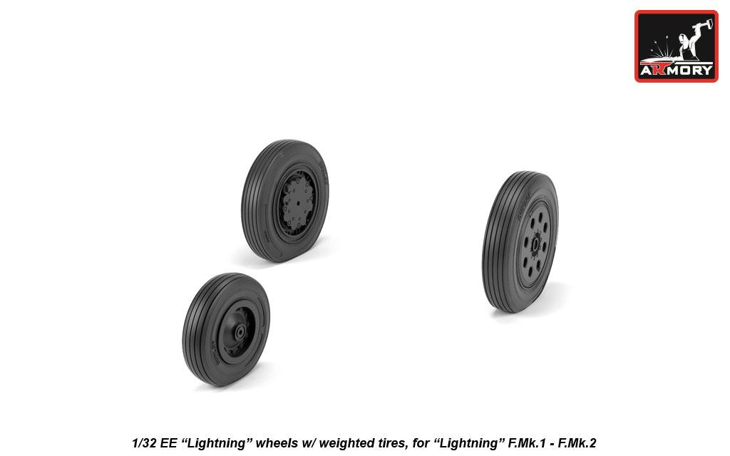 Armory AW32401 1:32 BAC/EE Lightning F.1A / F.2 wheels with weighted tyres, early type, for F.Mk.1 - F.Mk.2
