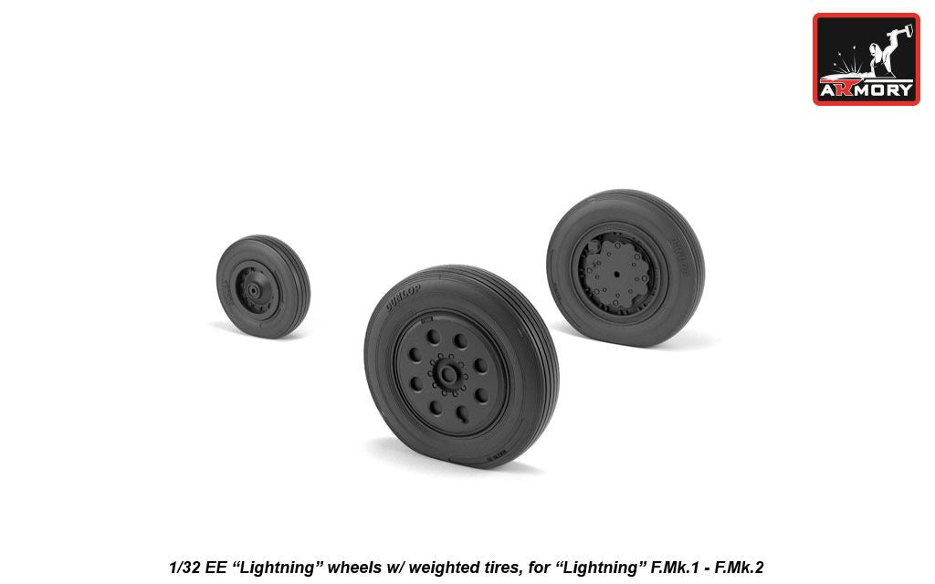 Armory AW32401 1:32 BAC/EE Lightning F.1A / F.2 wheels with weighted tyres, early type, for F.Mk.1 - F.Mk.2