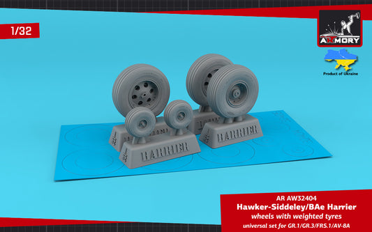 Armory AW32404 1:32 BAe Harrier GR.7GR.1/GR.3/FRS.1/McDonnell-Douglas AV-8A wheels with weighted tyres