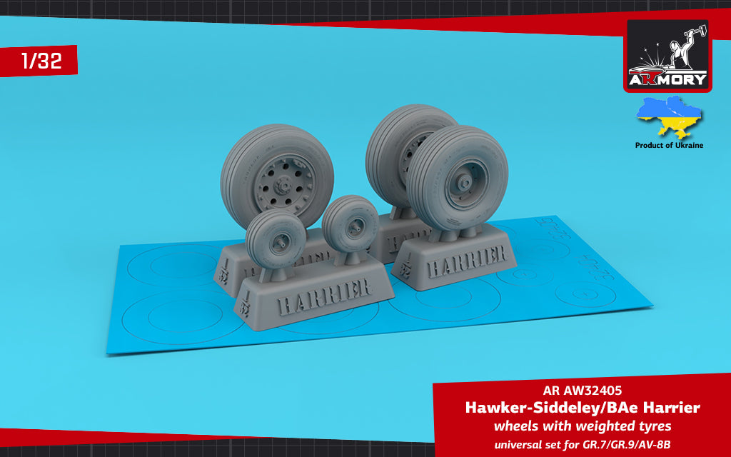 Armory AW32405 1:32 BAe Harrier GR.7/GR.9/ McDonnell-Douglas AV-8B Harrier wheels with weighted tyre
