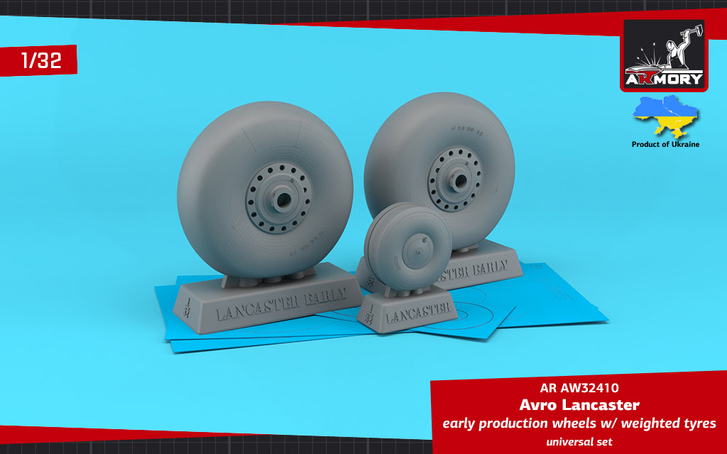 Armory AW32410 1:32 Avro Lancaster wheels early type with weighted tyres