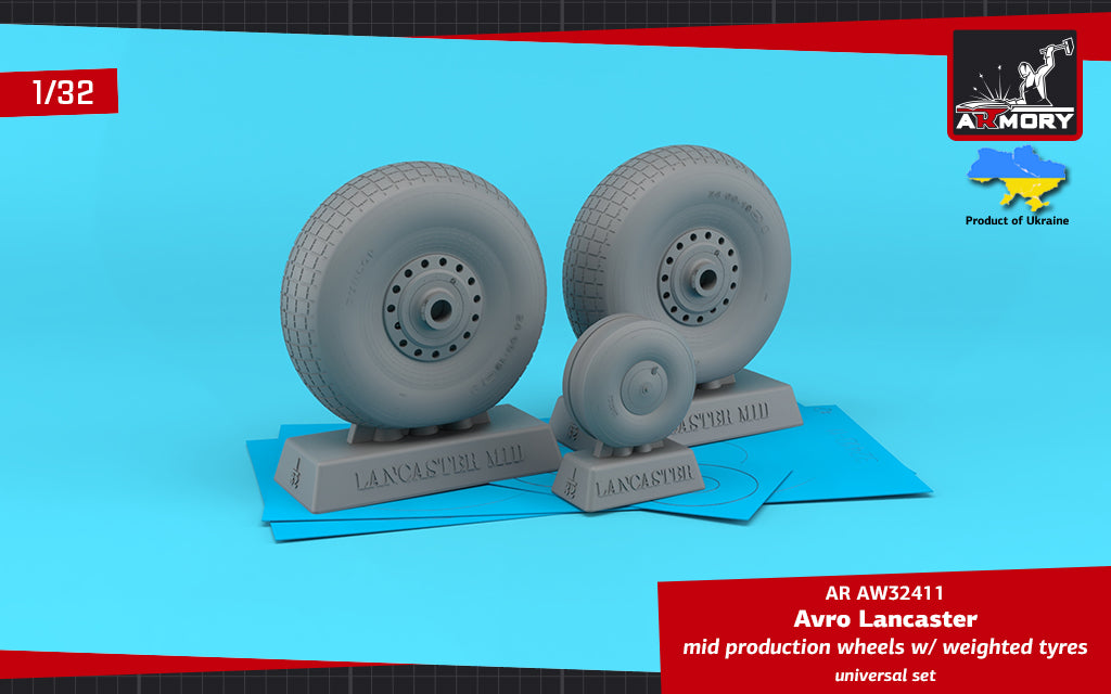 Armory AW32411 1:32 Avro Lancaster wheels mid type with weighted tyres