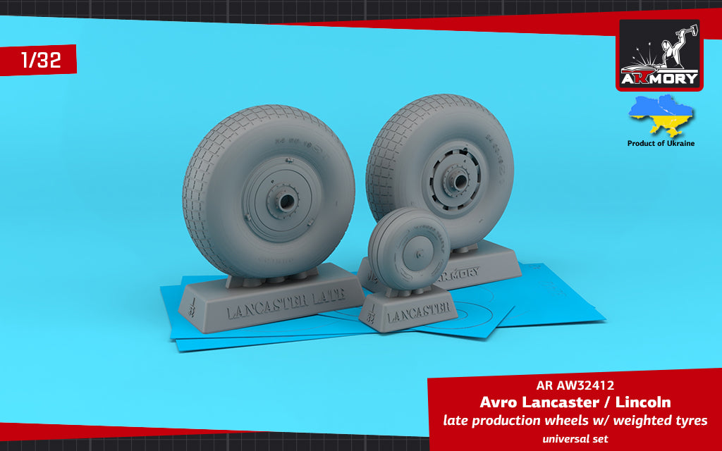 Armory AW32412 1:32 Avro Lancaster / Lincoln wheels late type with weighted tyres