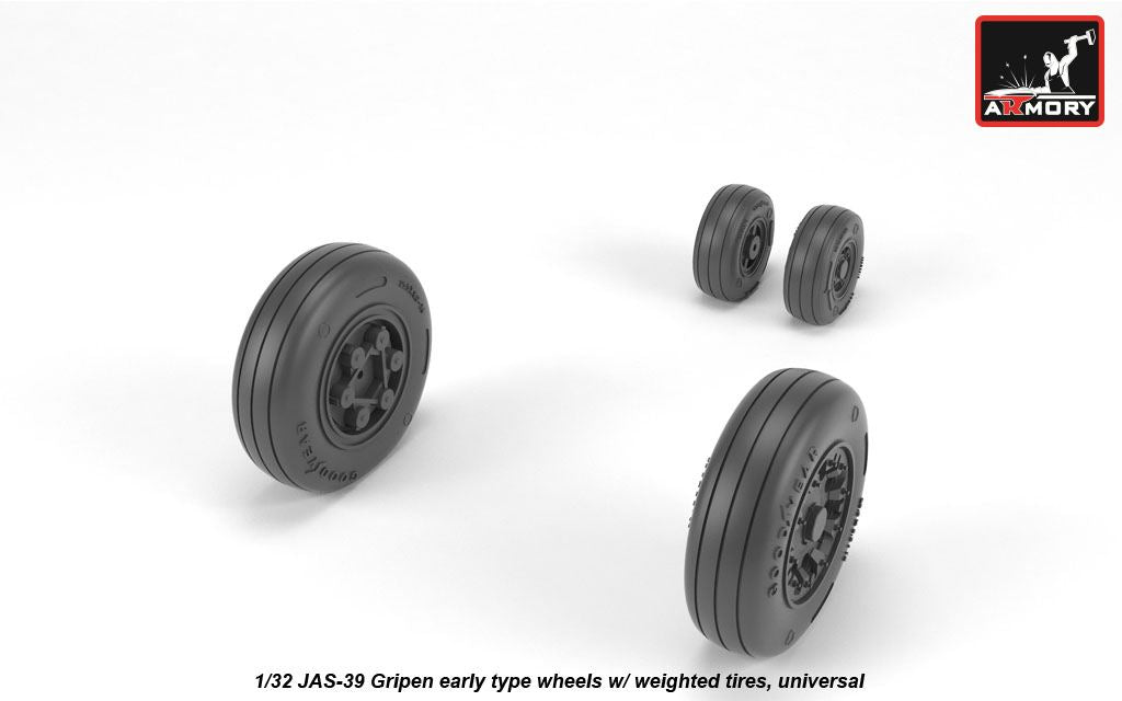Armory AW32502 1:32 Saab JAS-39 'Gripen' wheels with weighted tires, early