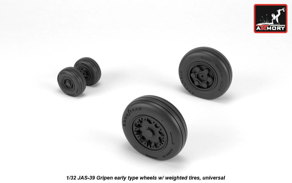 Armory AW32502 1:32 Saab JAS-39 'Gripen' wheels with weighted tires, early
