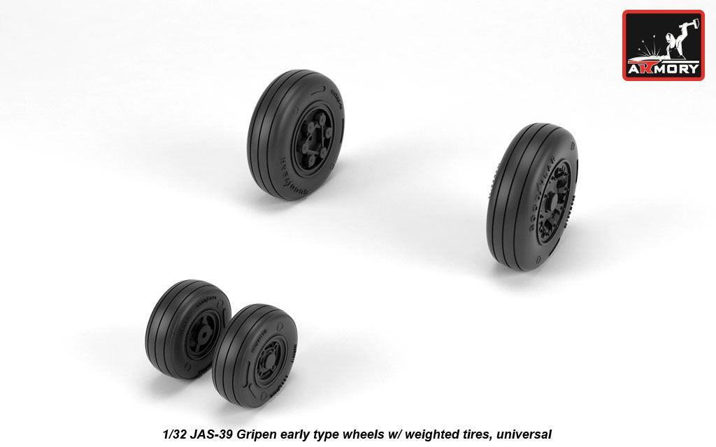 Armory AW32502 1:32 Saab JAS-39 'Gripen' wheels with weighted tires, early
