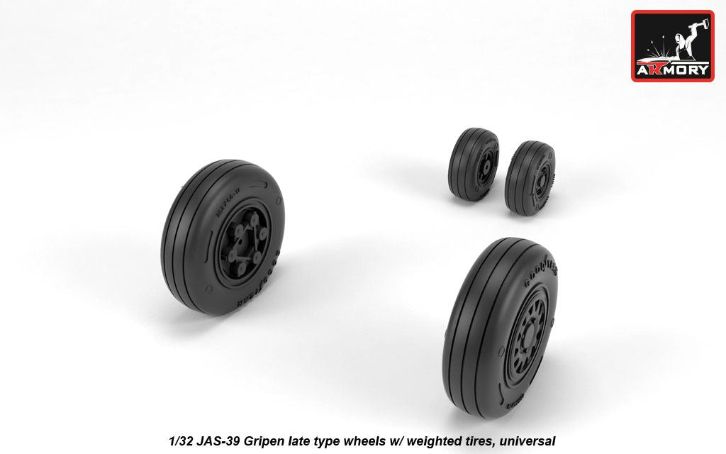 Armory AW32503 1:32 Saab JAS-39 'Gripen' wheels with weighted tires, late