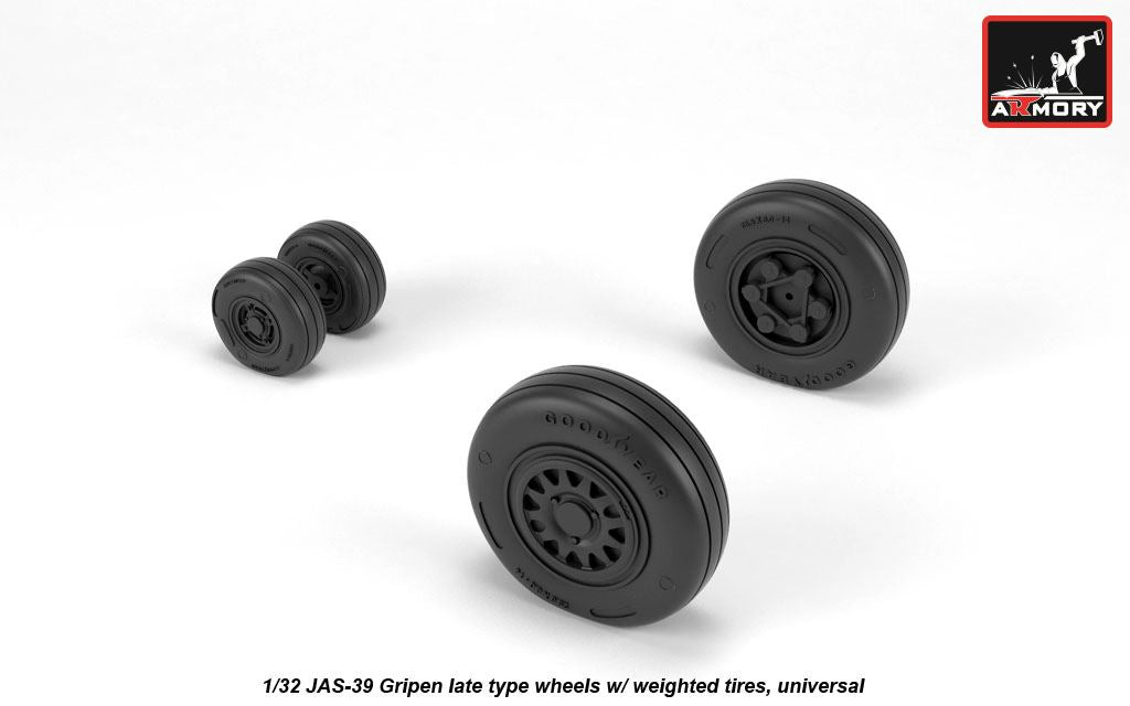 Armory AW32503 1:32 Saab JAS-39 'Gripen' wheels with weighted tires, late