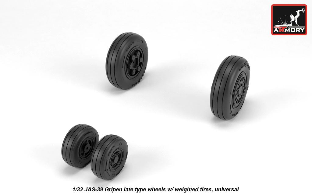 Armory AW32503 1:32 Saab JAS-39 'Gripen' wheels with weighted tires, late