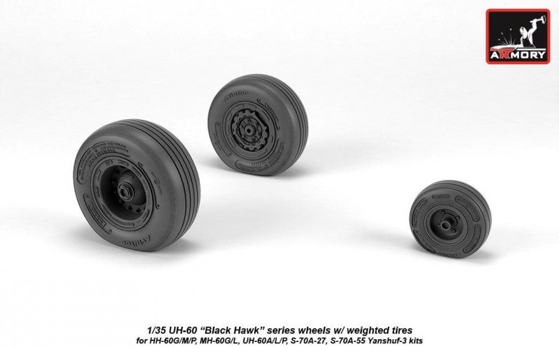 Armory AW35303 1:35 Sikorsky UH-60 Black Hawk wheels with weighted tires/tyres