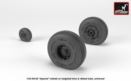 Armory AW35305 1:35 Boeing/Hughes AH-64A Apache wheels with weighted tires/tyres, spoked hubs